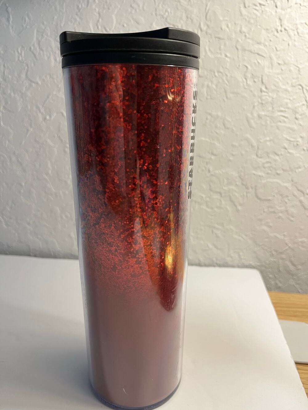 Starbucks Hot & Cold Cup 16oz Tumbler Red Glitter Sequin Insulated -